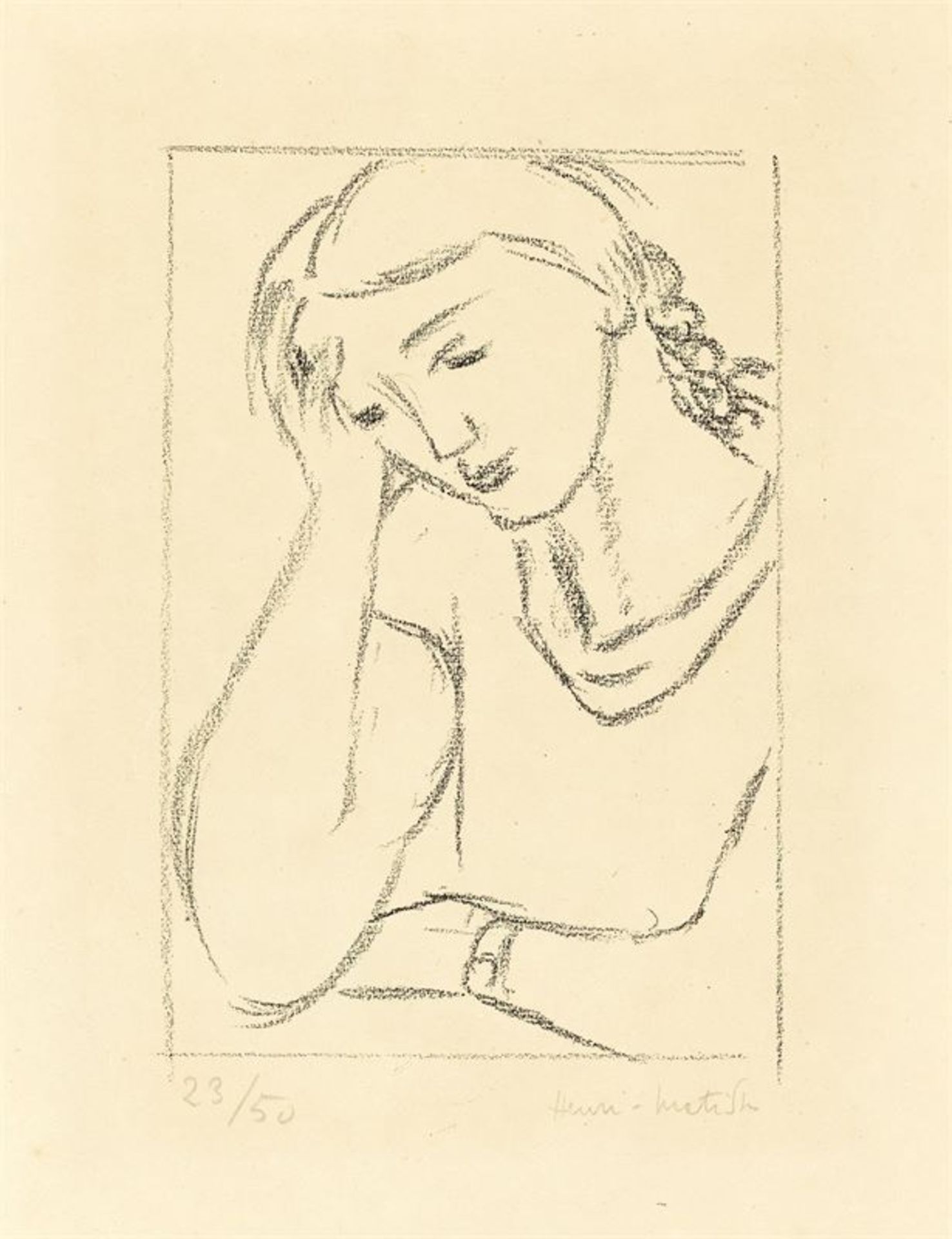 Henri Matisse (Le Cateau-Cambrésis 1869 – 1954 Nizza)„Lassitude“. 1925Lithografie auf Japan. 19 × 13