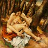 Willy Jaeckel (Breslau 1888 – 1944 Berlin)Akt im Wald. Um 1918Öl auf Leinwand. 120 × 120 cm ( 47 ¼ ×