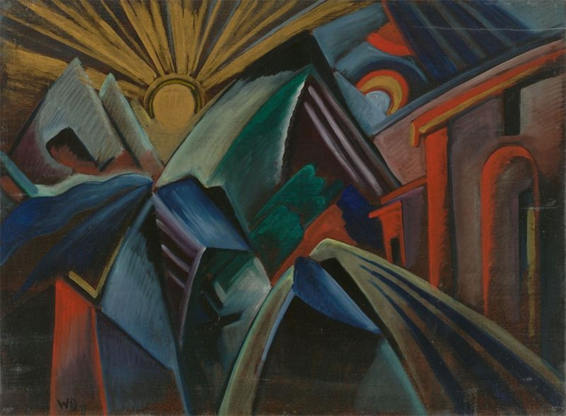 Walter Dexel (München 1890 – 1973 Braunschweig)„Gebirgslandschaft nachts“/„Sonnenaufgang über