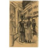 August Macke (Meschede 1887 – 1914 Perthes-lès-Hurlus)„Leute auf der Straße“. 1913Kreide auf