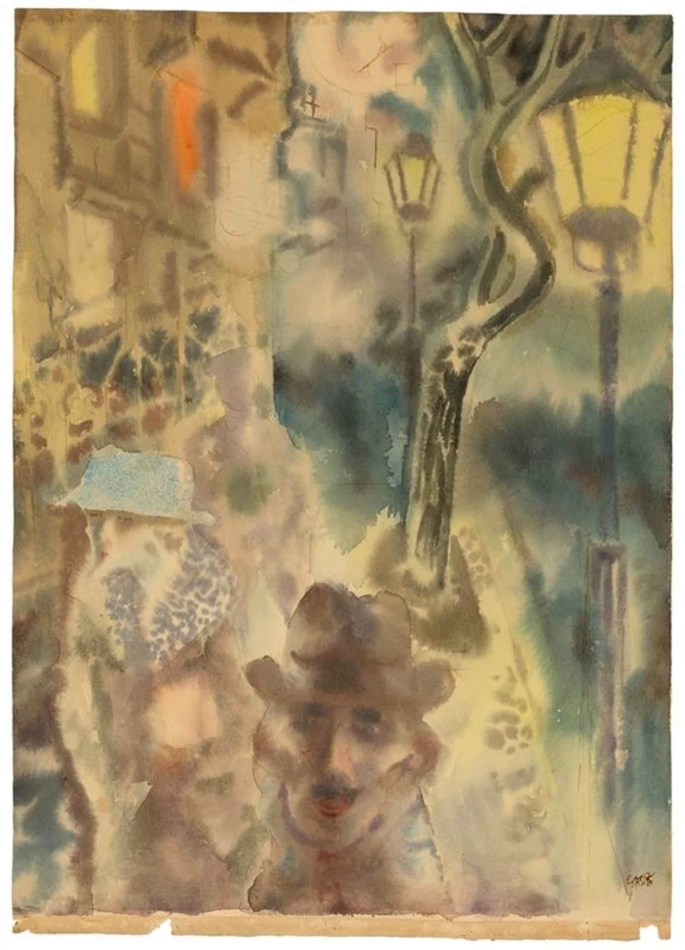 George Grosz (1893 – Berlin – 1959)"Nachtbild“. 1932Watercolour and pen and brown ink on heavy