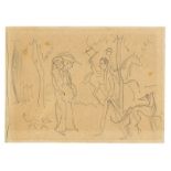 August Macke (Meschede 1887 – 1914 Perthes-lès-Hurlus)„Begegnung“. 1913Bleistift auf Papier. 8 ×
