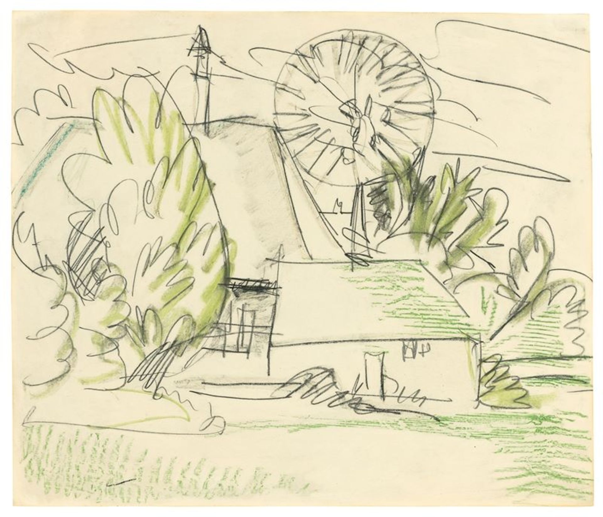 Ernst Ludwig Kirchner (Aschaffenburg 1880 – 1938 Davos)Windrad auf Fehmarn. 1913Bleistift und