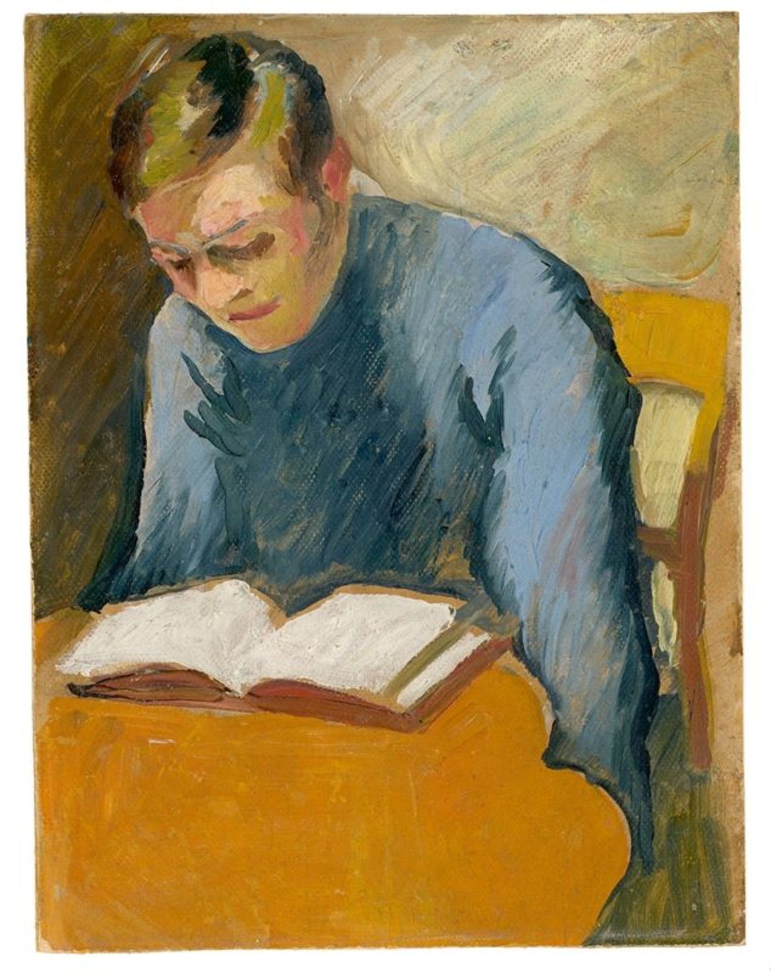 August Macke (Meschede 1887 – 1914 Perthes-lès-Hurlus)"Porträt Helmuth Macke". 1909/10Oil on linen-