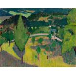 Adolf Erbslöh (New York 1881 – 1947 Irschenhausen)„Brannenburg (Gebirge)“. 1911Öl auf Pappe. 36,