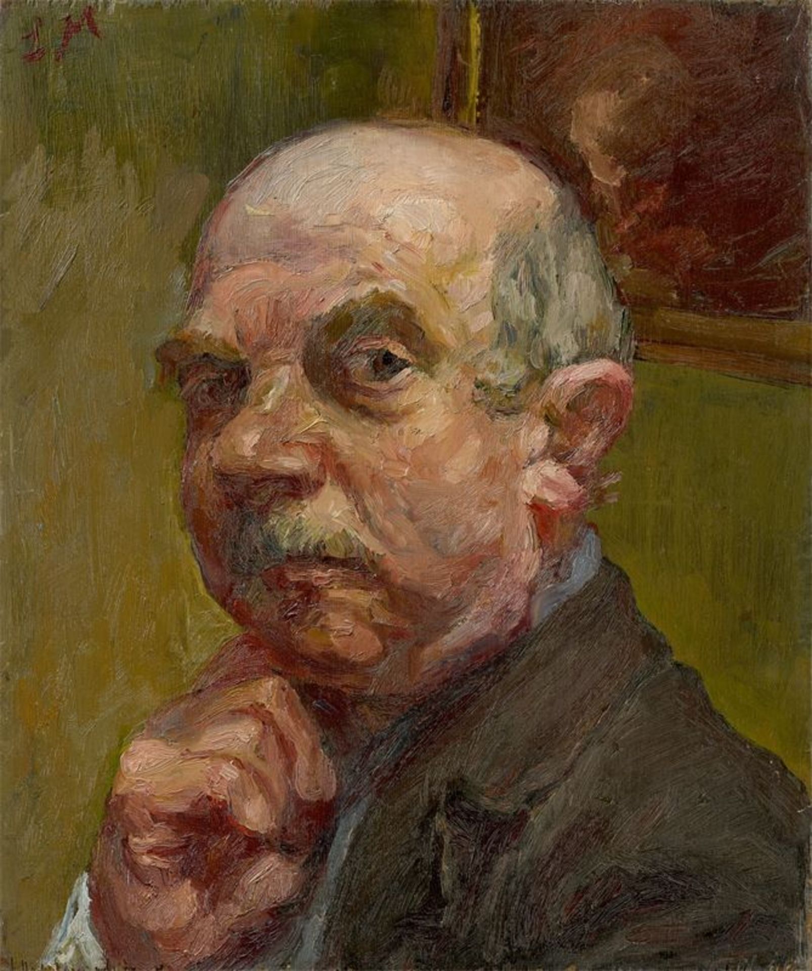 Ludwig Meidner (Bernstadt 1884 – 1966 Darmstadt)Selbstbildnis. Um 1950Öl auf Holz. 42 × 35 cm ( 16 ½