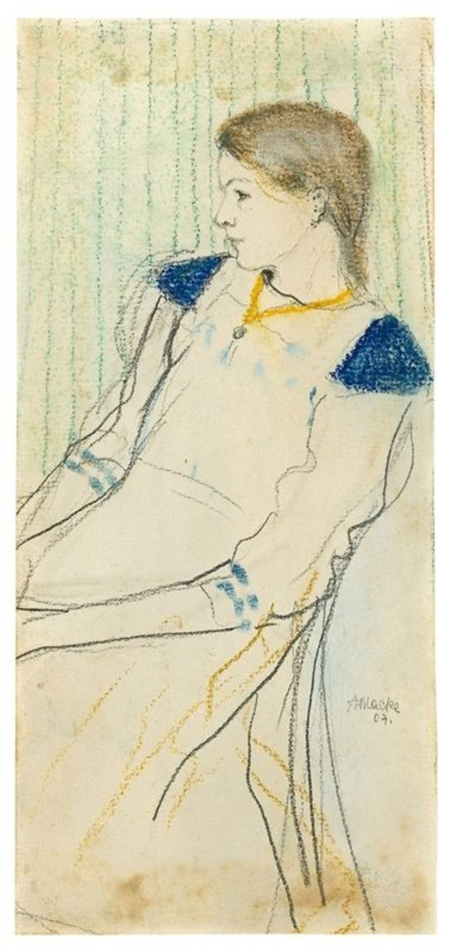 August Macke (Meschede 1887 – 1914 Perthes-lès-Hurlus)„Portrait Mathilde Macke“ (Cousine des