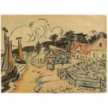 Hermann Max Pechstein (Zwickau 1881 – 1955 Berlin)Fischerdorf auf der Kurischen Nehrung.