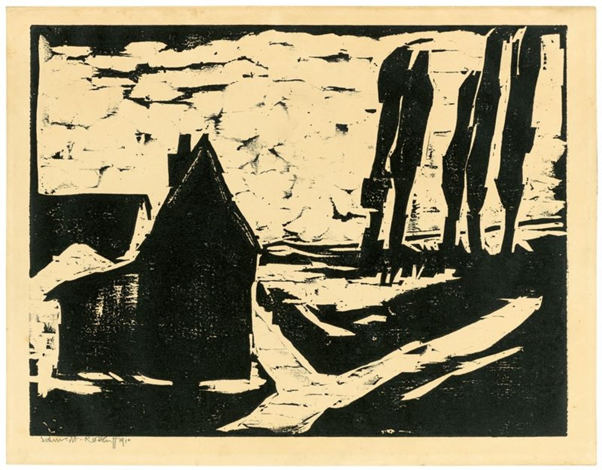 Karl Schmidt-Rottluff (Rottluff 1884 – 1976 Berlin)„März“. 1910Holzschnitt auf Velin. 31,2 × 40,8 cm