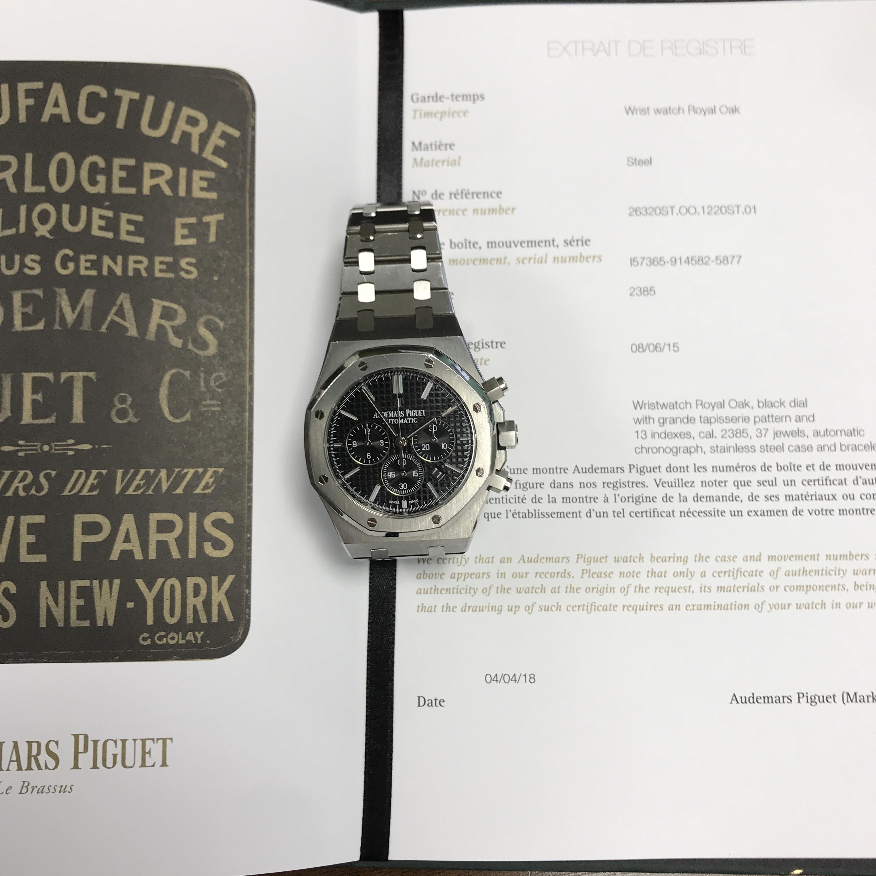 Audemars Piguet Royal Oak Chronograph with AP Extract Papers. 26320ST.OO.1220ST.01 - Image 9 of 9