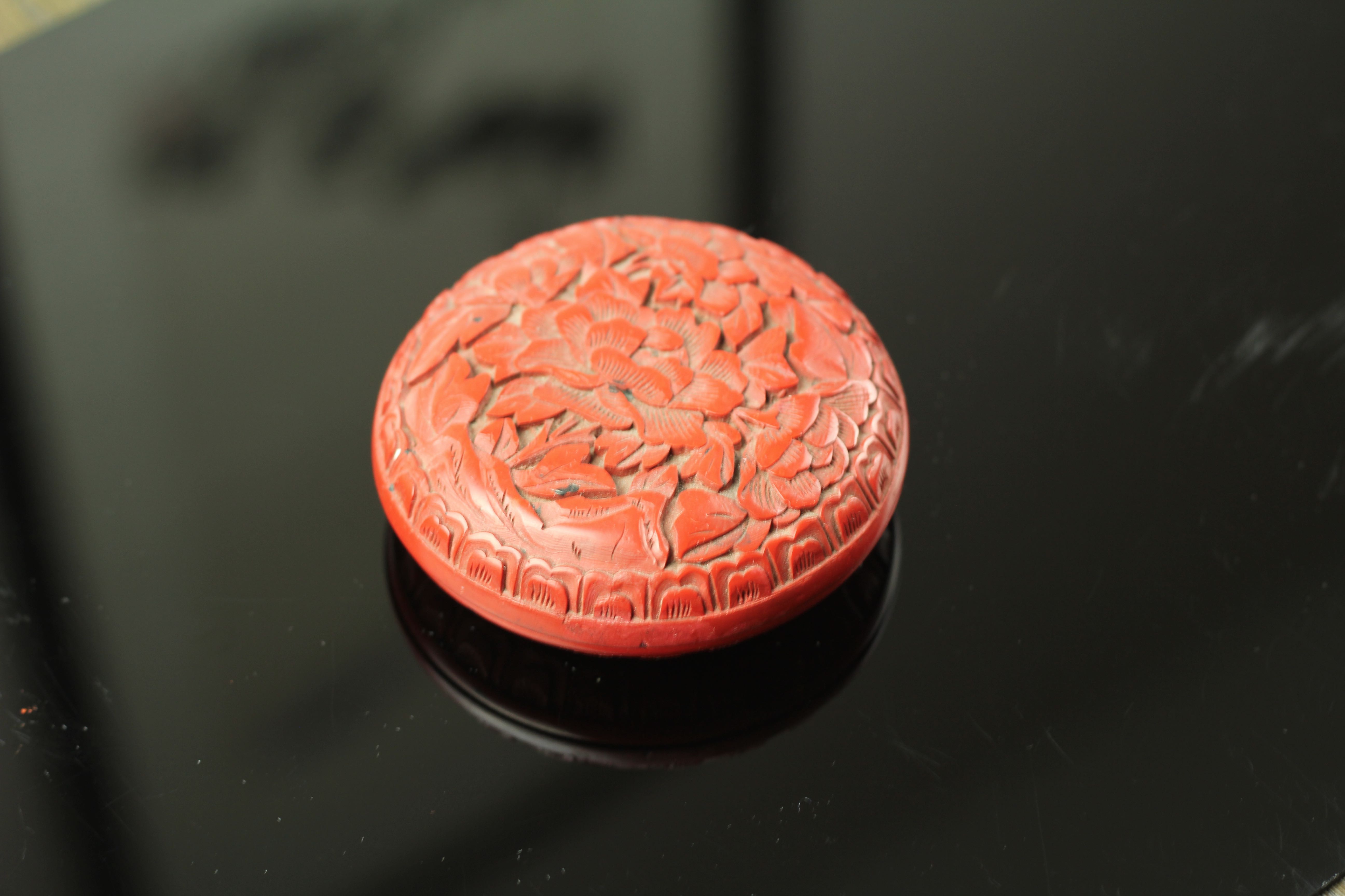 A Chinese Carved Lacquerware Ink Box