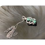 18CT White Gold Emerald and Diamond Pendant