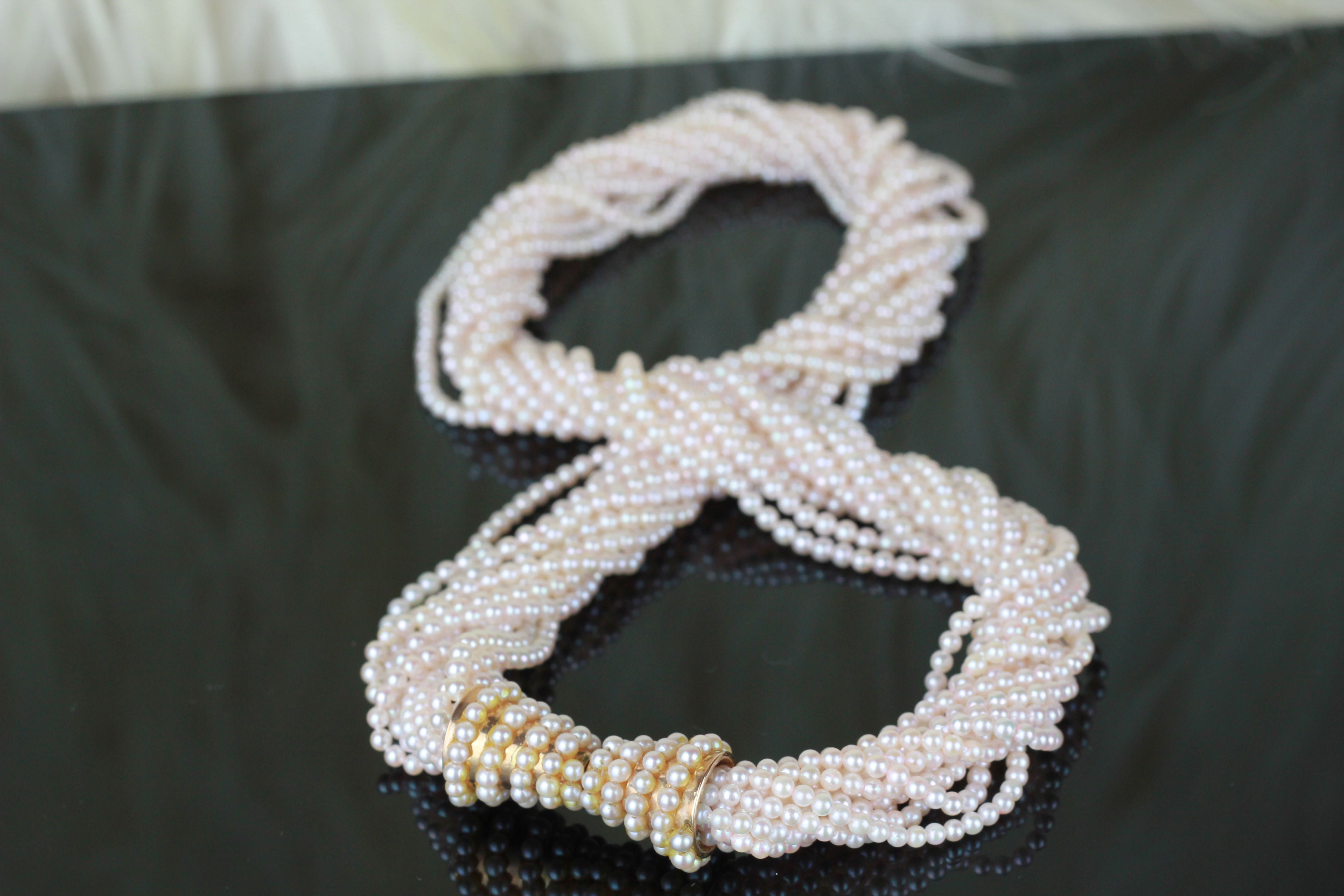 A Gorgeous Multi strand Pearl necklace with 18CT Spindle Clasp