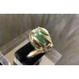 14CT Gold Green Jade Ring