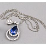 A sapphire and diamond pendant