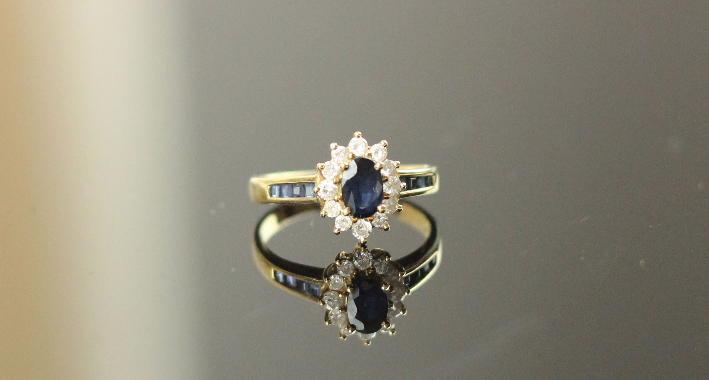 A Diamond and Sapphire Ring