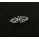 A 1920 Sapphire and Diamond Mourning Brooch in 18CT and PT