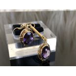 18CT Purple Crystal Ear Drops