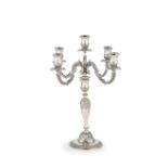 CANDELABRO IN ARGENTO, MILANO, XX SECOLO, ORAFO I. PRADELLA