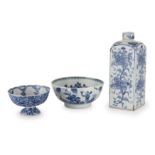 THREE BLUE AND WHITE PORCELAIN OBJECTS, CHINA, 18TH CENTURY (3)