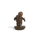 A SMALL PARCEL GILT CARVED WOOD FIGURE OF VAJRAPANI,