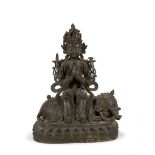 A BRONZE FIGURE OF MANJUSHRI SAMANTABHADRA, CHINA,