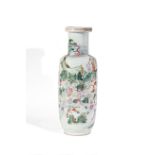 A LARGE AND FINE FAMILLE ROSE ROULEAU PORCELAIN VASE,