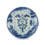 PIATTO IN MAIOLICA BIANCA E BLU, FORNACE DI SAVONA,