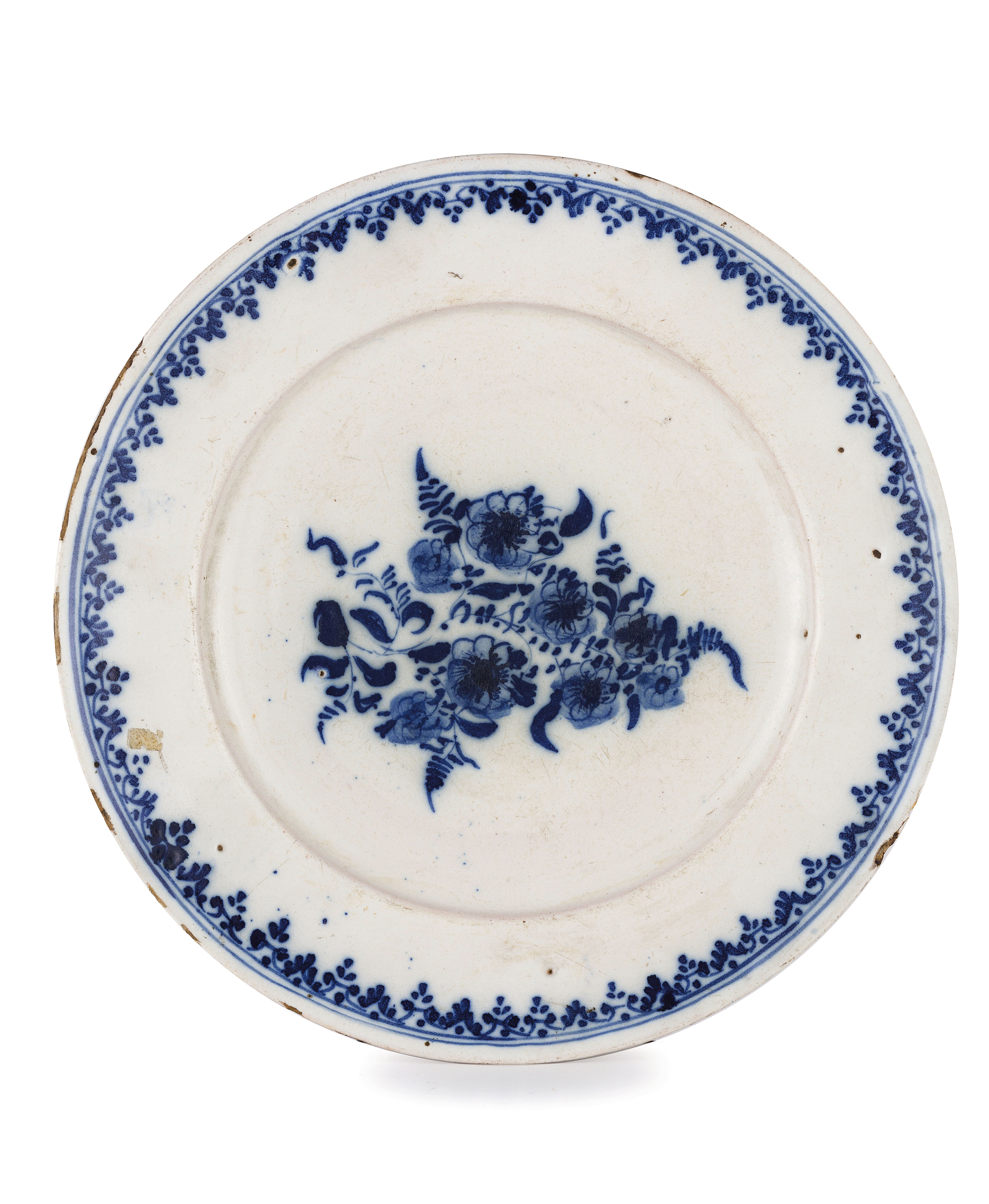 PIATTO IN MAIOLICA BIANCO E BLU, FORNACE SAVONESE,