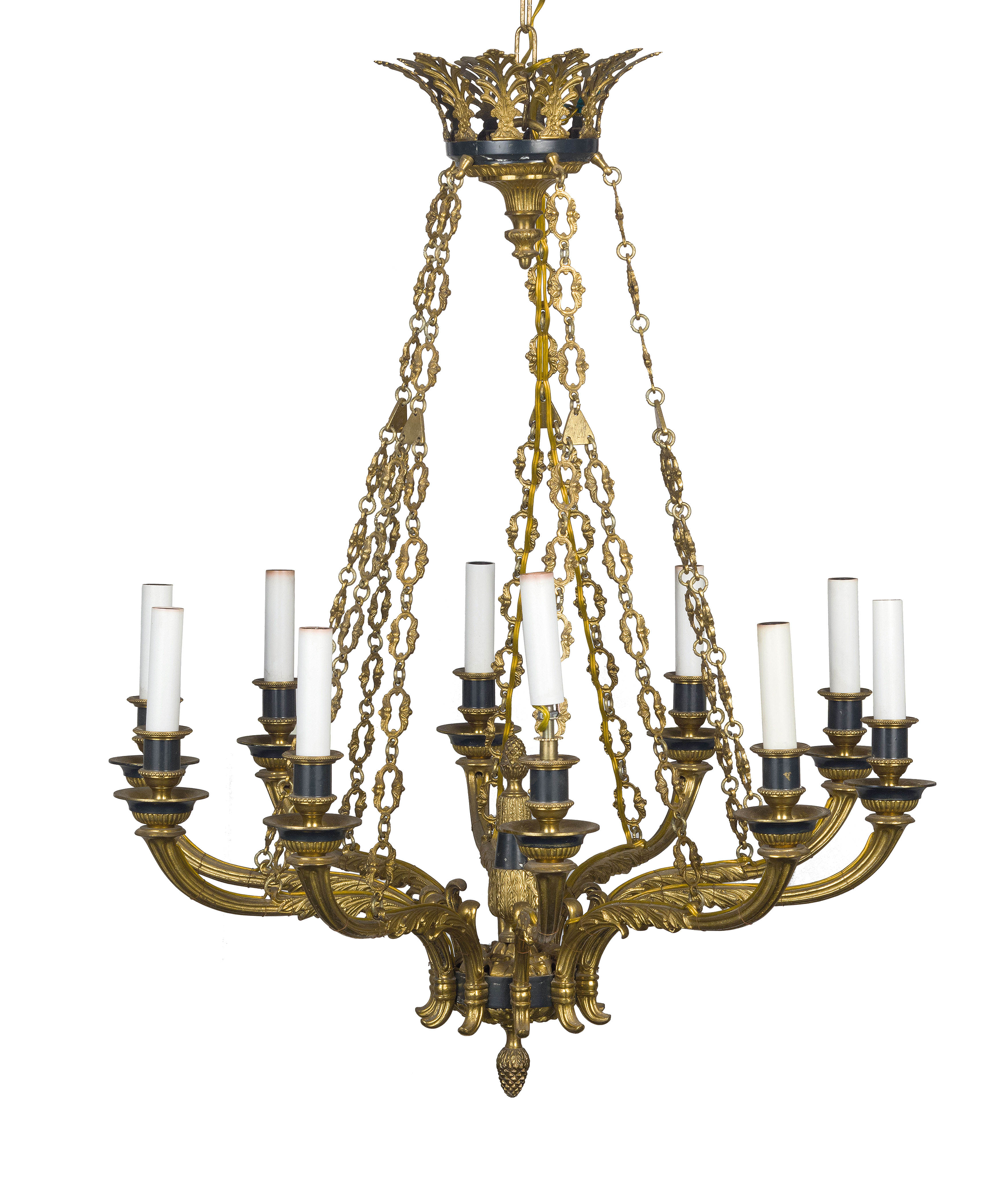 LAMPADARIO IN BRONZO DORATO, XIX SECOLO