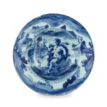 PIATTELLO IN MAIOLICA BIANCA E BLU, FORNACE DI SAVONA,