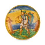 PIATTO IN MAIOLICA POLICROMA, FORNACE DI MONTELUPO,