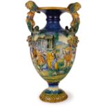 GRANDE VASO DECORATIVO IN MAIOLICA POLICROMA