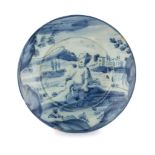 PIATTO IN MAIOLICA BIANCO E BLU, FORNACE SAVONESE