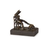 DUE PICCOLE SCULTURE IN BRONZO PATINATO E DORATO,