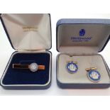 Wedgwood boxed tie pin and cufflinks