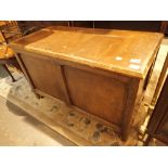 Large vintage wood blanket box with lift