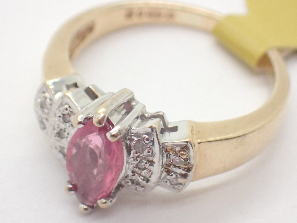 9ct gold pink sapphire ruby and diamond