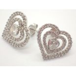 18ct white gold fancy stone set heart st