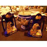 Blue ceramic garniture set