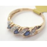 9ct gold marquise cut sapphire and diamo
