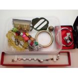 Box of jewellery including silver