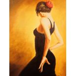 Oil on canvas of flamenco dancer signed