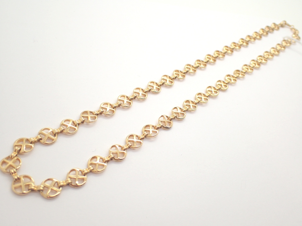 Fancy gold plated chain necklace L: 29 c