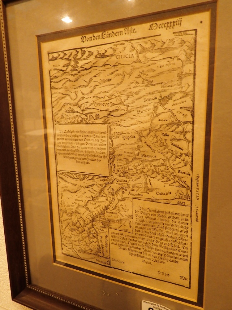 Framed map of Jerusalem and the middle e