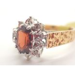 18ct gold vintage garnet and diamond clu