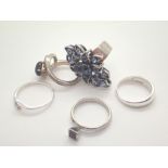 Five assorted 925 silver rings