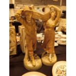 Pair of Royal Dux figurines with pink tr