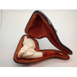 Cased unsmoked large Meerschaum pipe