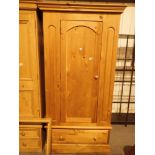 Pine wardrobe with single door and drawe